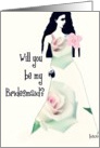 will you be my Bridesmaid, lady with rose card