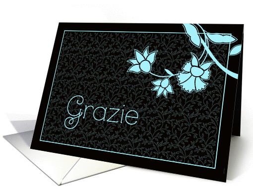 Grazie, thank you in Italian, elegant floral design card (436364)