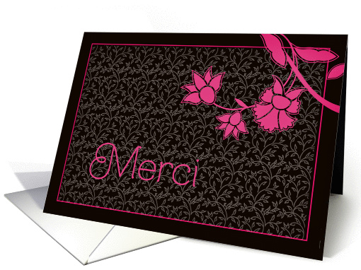 merci, thank you in French, elegant floral design card (436410)