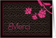 merci, thank you in French, elegant floral design card