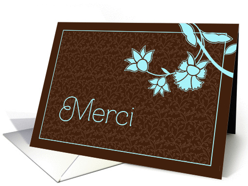 merci, thank you in French, elegant floral design card (436413)
