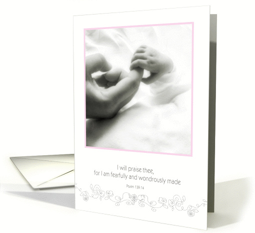 invitation christening baby girl, Christian card, Psalm 139 card