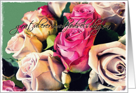 Gratulerer med fødselsdagen cream and pink roses card