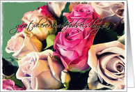 Gratulerer med fdselsdagen cream and pink roses card