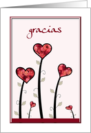 Gracias, Thank You in Spanish, little hearts and roses card