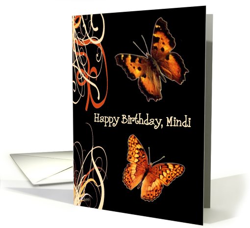 Happy Birthday to Mindi yellow butterflies card (447772)