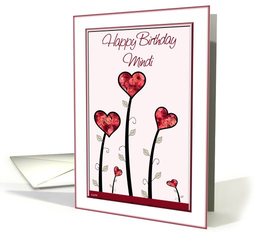 Happy Birthday to Mindi hearts and roses card (447773)