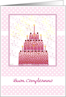 buon compleanno happy birthday stacked cake and candles card