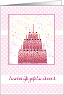 hartelijk gefeliciteerd happy birthday stacked cake and candles card