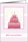 feliz aniversario happy birthday stacked cake and candles card