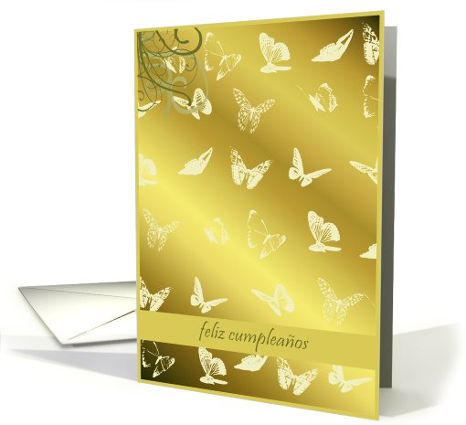 feliz cumpleanos gold butterflies card (473469)