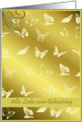 alles Liebe zum Geburtstag, german happy birthday card, gold butterflies card