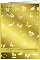hartelijk gefeliciteerd met je verjaardag gold butterflies card