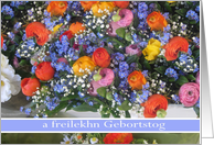 a freilekhn gebortstog flowers card