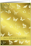 Just a little note to say hello, Gold Butterflies card