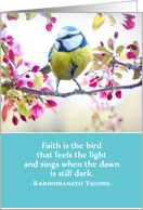 Have faith and hope, Encouragement Card, R. Tagore, Bird and Flowers card