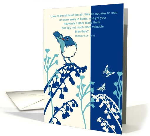 Matthew 6:26 blue bird card (481873)