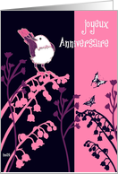 joyeux anniversaire bird and butterflies card