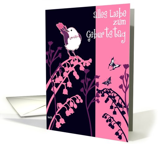 alles Liebe zum Geburtstag bird and butterflies card (483137)