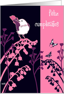 feliz cumpleaos bird and butterflies card