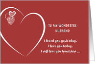 Husband, Happy Anniversary, I will love you always, Hearts card