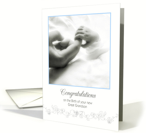 congratulations on the birth of your great grandson, baby hand card