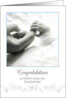 congratulations on the birth of your great grandson, baby hand card