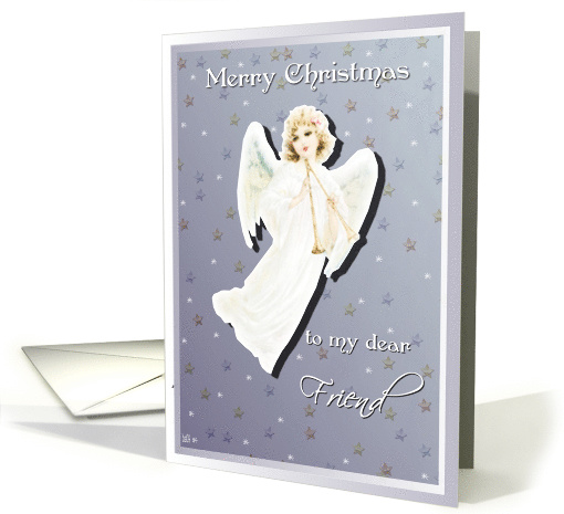 Merry Christmas to my dear Friend, Vintage Angel card (485128)