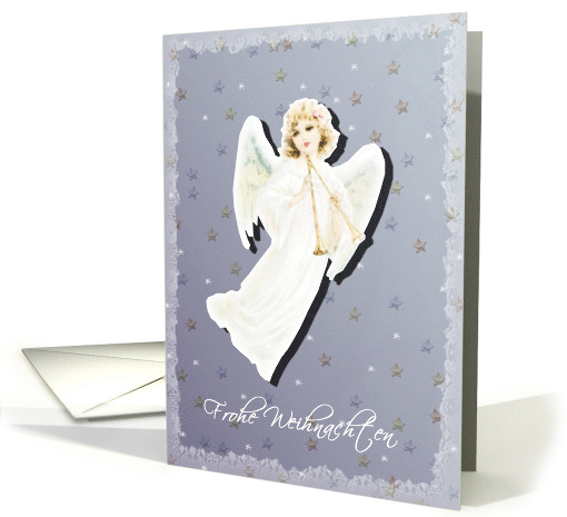 Frohe Weihnachten, Merry Christmas in German, Vintage Angel card
