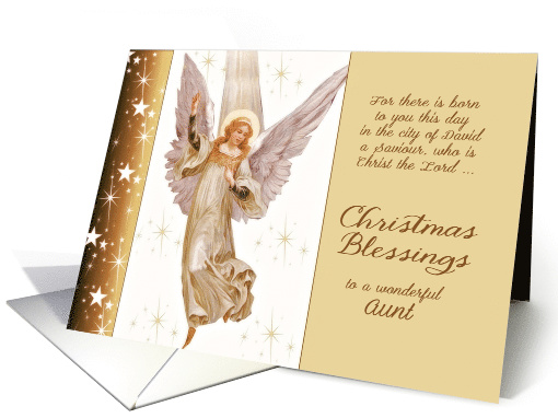 To a wonderful Aunt, Luke 2:11, Christmas Blessings , Angel card