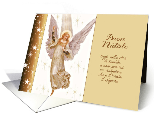 Buon Natale, Merry Christmas in Italian, Luke 2:11, Vintage Angel card