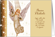 Buon Natale, Merry Christmas in Italian, Luke 2:11, Vintage Angel card