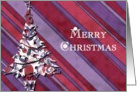 merry christmas purple stripes christmas tree card