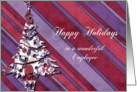 merry christmas to a wonderful employee purple stripes christmas tree card