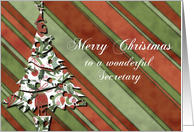 merry christmas to a wonderful secretary green stripes christmas tree card