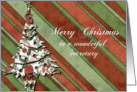 merry christmas to a wonderful secretary green stripes christmas tree card