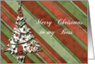 merry christmas to my boss green stripes christmas tree card