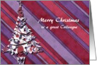 merry christmas to a great colleague purple stripes christmas tree card
