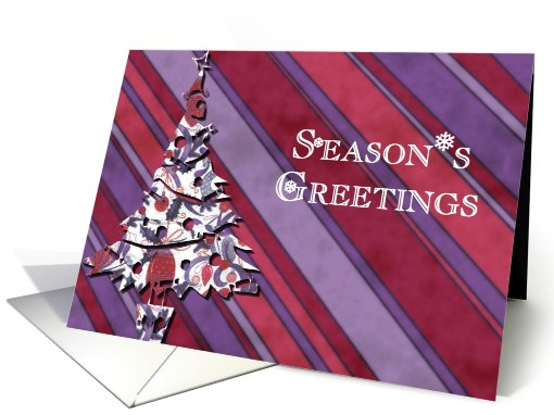 season's greetings  green stripes christmas tree card (488656)