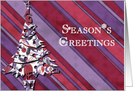 season’s greetings green stripes christmas tree card