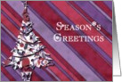 season’s greetings green stripes christmas tree card