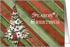 season’s greetings green stripes christmas tree card