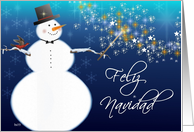 Feliz Navidad, Merry Christmas in Spanish, Snowman card