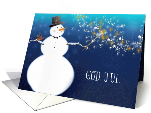 God Jul, Swedish Merry Christmas, Snowman card (492541)
