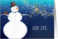 God Jul, Swedish Merry Christmas, Snowman card