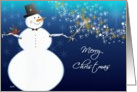 magical snowman stars merry christmas card