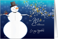 to my nephew magical merry christmas snowman stars card