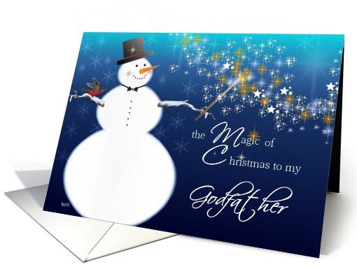 to my godfather magical merry christmas snowman stars card (494114)