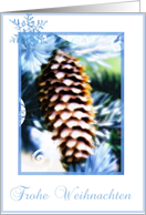 frohe Weihnachten german merry christmas pine tree cone card