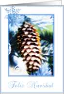 feliz navidad spanish merry christmas pine tree cone card